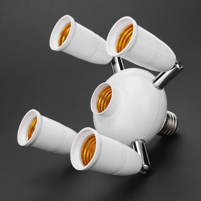 Adjustable E27 Splitter 5 Heads Lamp Base LED Bulb Adapter Holder Socket Newly