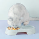Plastic Feeding Double Bowl 2 in 1 Puppy Cat Food Water Container (Blue) Newly