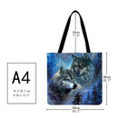 Wolf Printed Shoulder Shopping Bag Casual Large Tote Handbag (40*40cm)