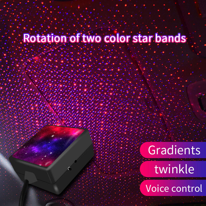 USB Car Ceiling Atmosphere Light 2-Color Starry Sky Ambient Lamp (Red+Blue)