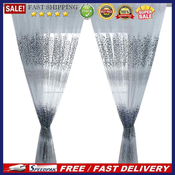 Leaf Print Semi-shading Tulle Curtains Living Room Bedroom Window Screen Drap