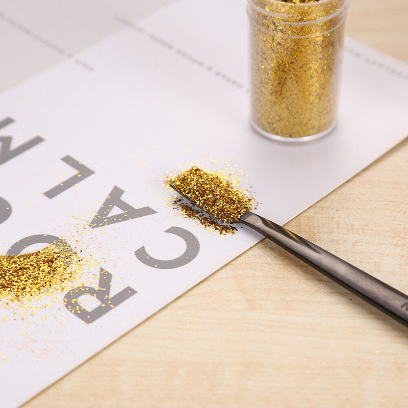 Stainless Steel Cuticle Pusher Double Headed Spoon Nail Art Cleaner (Black)