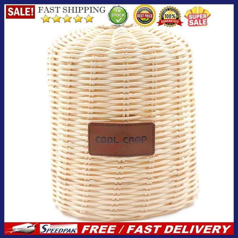 Rattan Gas Tank Cover Outdoor Camping Gas Fuel Canister Storage Protective Ca