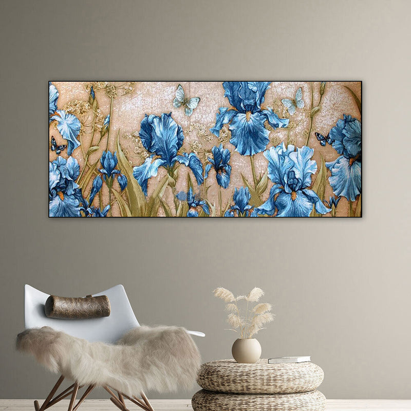 Blue Flower Oil Paint By Numbers Kits DIY Handpainted on Canvas Wall Art Pi