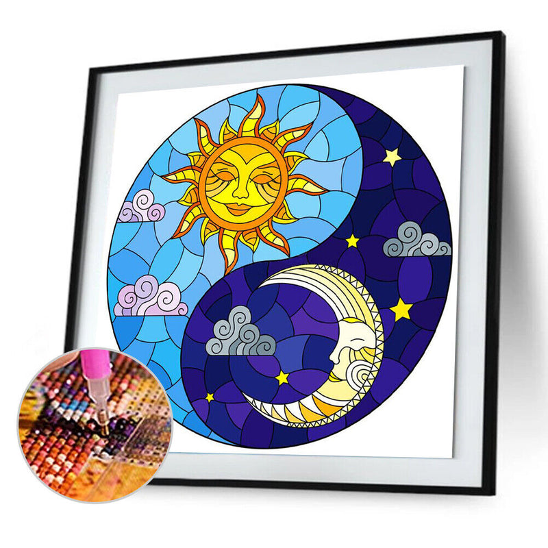 5D DIY Sun Moon Full Round Drill Diamond Painting Kit Mosaic Craft (A3347) Newly