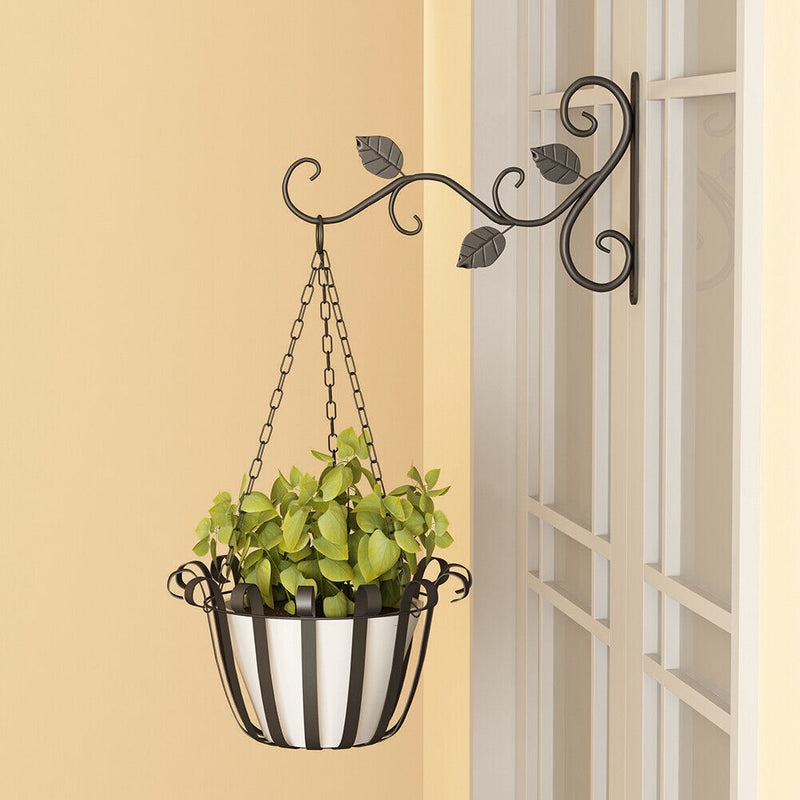 Wall Mounted Flower Pots Rack Hook Decorative Plant Bracket Hanger (Black) Newly