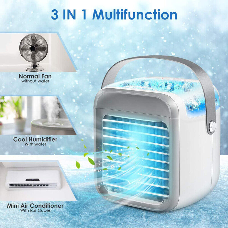 Mini Desktop Air Cooler Fan USB 3 Modes Portable Air Conditioner with Handle