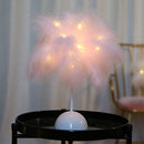 Modern Nordic Feather Light Romantic Atmosphere Lamp Bedside Decor (Pink) Newly