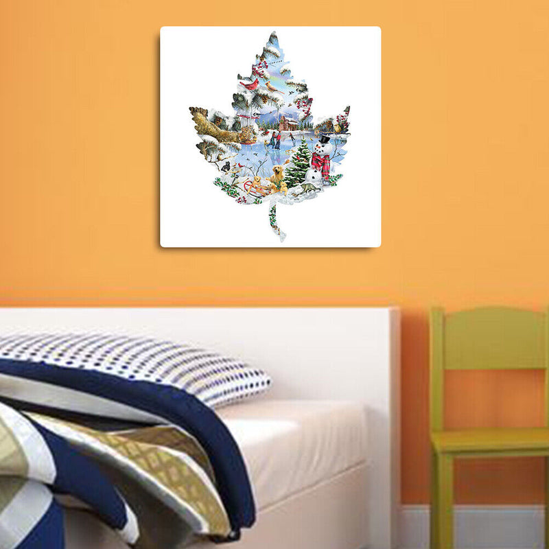 Winter Maple Leaf Frameless Picture Oil Paint By Numbers Hand Painted Picture