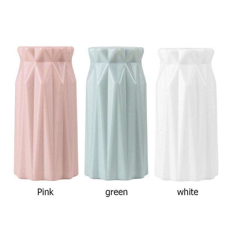 3 pcNordic Style Plastic Vase Desktop Ornaments for Dry Flower Holder (Pink)