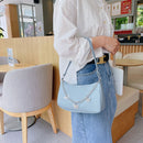 Fashion Women Butterfly Chain PU Underarm Bag Casual Small Handbags (Blue)
