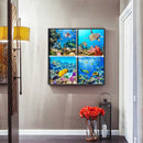 4 Panels Sea Life Oil Paint By Numbers Kits Canvas Drawing DIY Coloring Picture