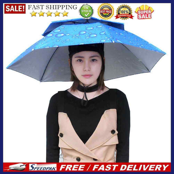 5pcs Foldable Fishing Sunshade Umbrella Hat UV Protection Cap (Blue)