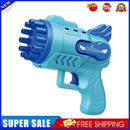 Bubble Guns Toys 12 Holes Electric Bubbles Machine for Kids Play (Blue)