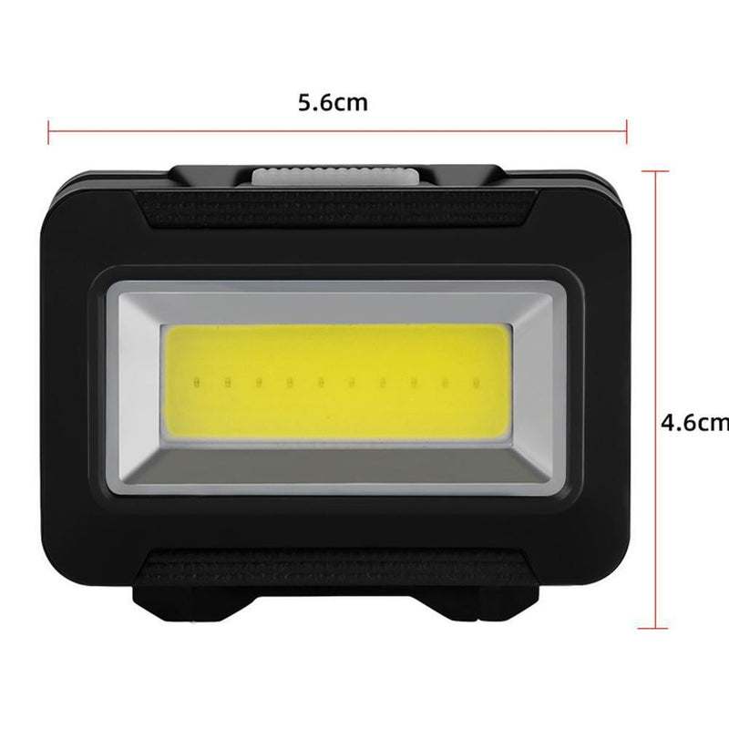 COB LED Head Lamp 3 Modes Waterproof Headlight Flashlight for Camping (Black)