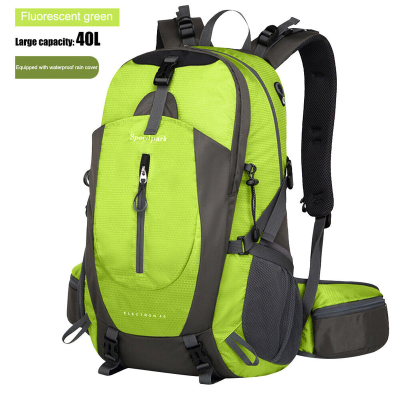40L Waterproof Cycling Camping Backpack with Rain Cover (Fluorescent Green)
