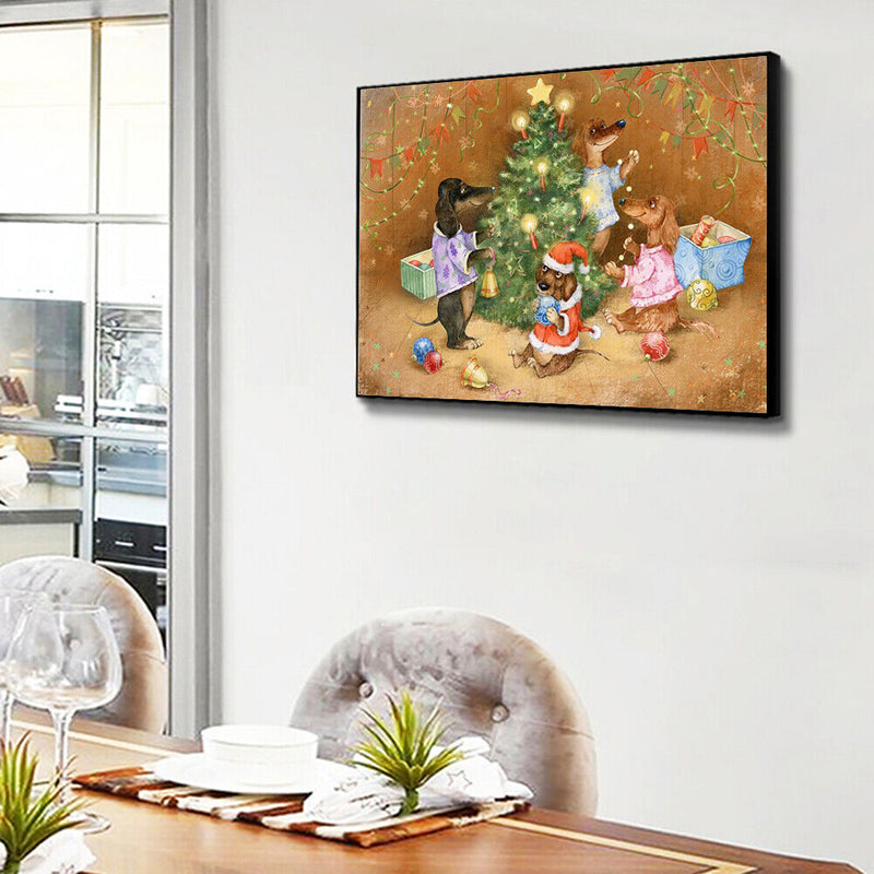 Animal Christmas Oil Paint By Numbers Kits Canvas Drawing DIY Coloring Pictur