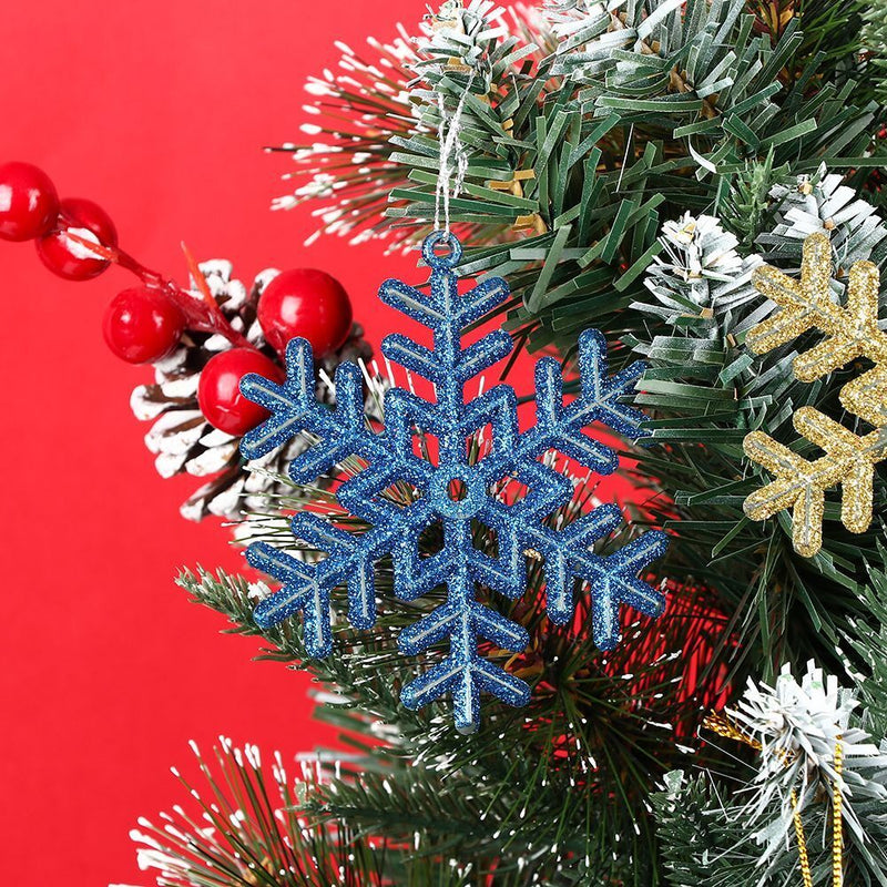 Decorations Ornaments Winter Snow 10cm Plastic Snowflake Glitter Powder Xmas