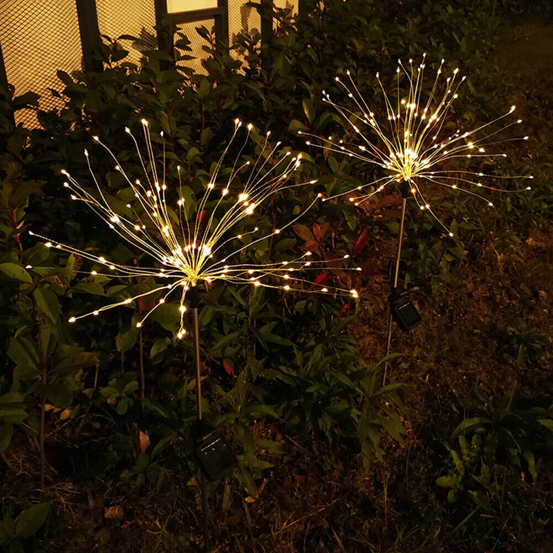LED Solar Firework Lamp Outdoor Garden Lawn Stake String Light (Warm White)