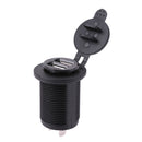12V Cigarette Lighter Socket Power Receiver Dual USB Charger for Car Marine