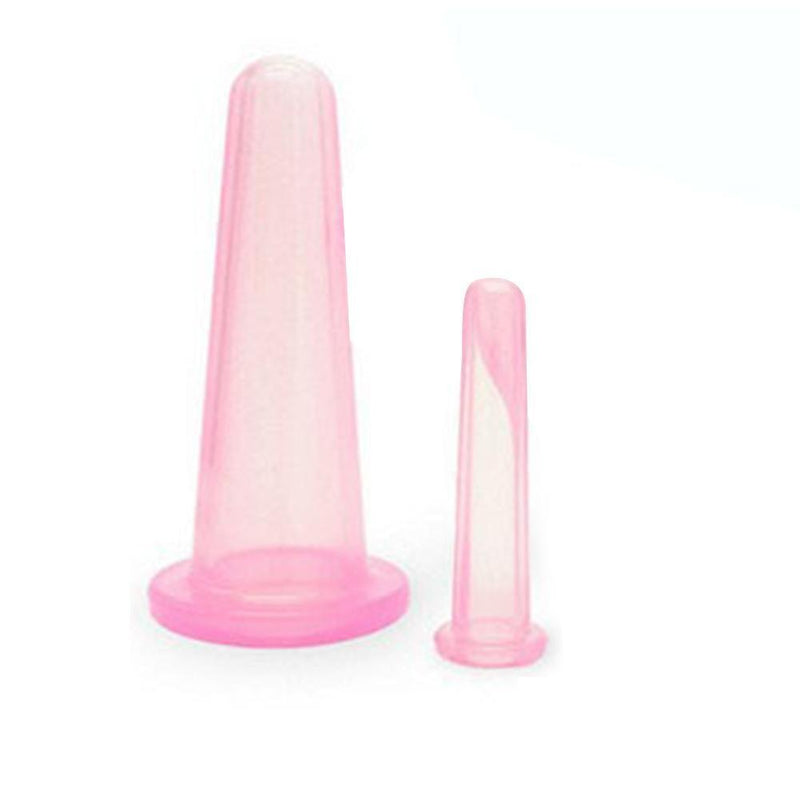 2pcs Silicone Cupping Suction Can Vacuum Face Leg Arm Massage Cup (Pink)