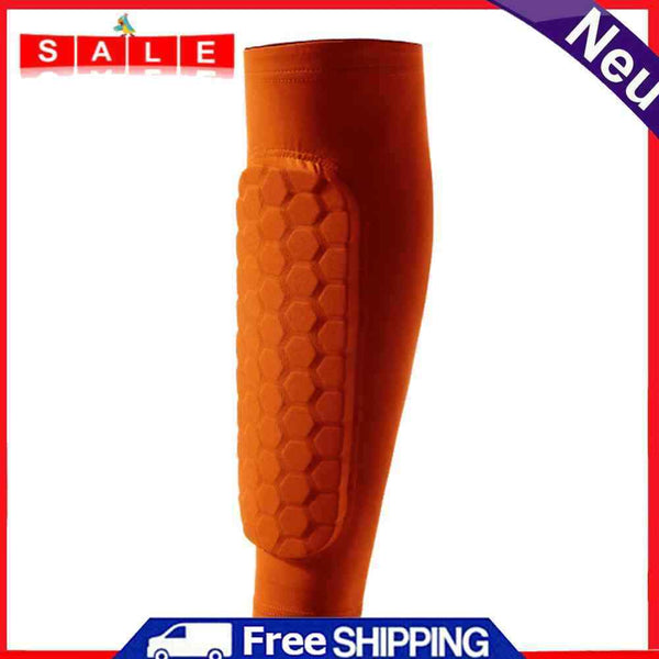 Outdoor Football Shin Guard Pads Honeycomb Calf Protective Gear (Orange M)