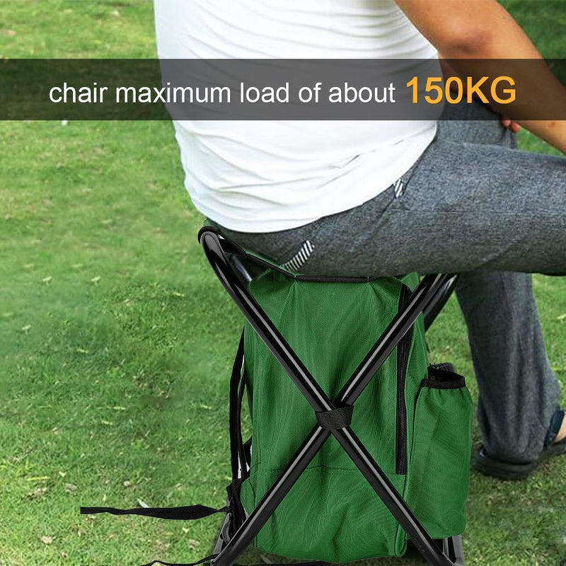 Outdoor Folding Camping Fishing Chair Stool Backpack Hiking Seat Bag (Black)