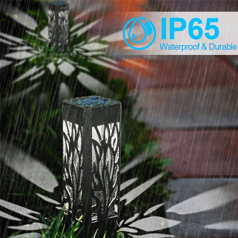 6pcs LED Solar Light Waterproof Hollow Lawn Stake Lamp Garden Decor (White)