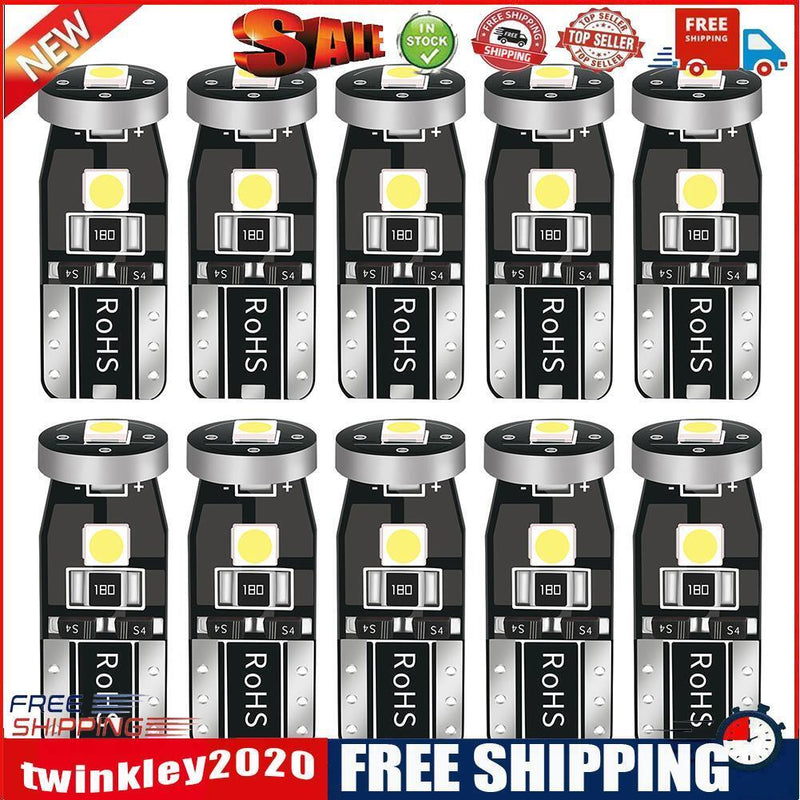10pcs T10 3030 3SMD LED Wedge Car Clearance Light Bulbs (White LED+Black)