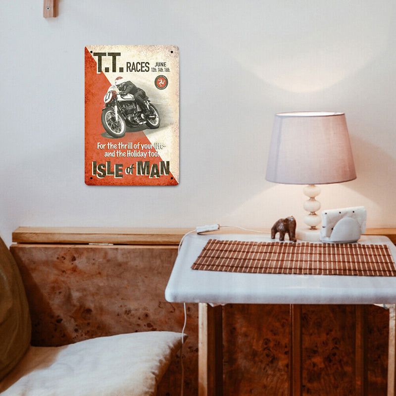 Metal Signs TT Motorcycle Competition Iron Painting Wall Art Poster 20x30cm