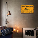 Dogs Welcome Rectangular Metal Plate Tin Painting Signs Cave Wall Art Poster