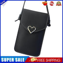 PU Leather Shoulder Messenger Bag Women Touch Screen Phone Pouch (Black)