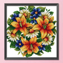 Partial Embroidery Lily Printed Cross Stitch 14CT 2 Strand Cotton Kit Decor