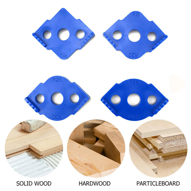 #A 4pcs/Set Woodworking Trimming Radius Corners Cutter Engraving Machine Fixture