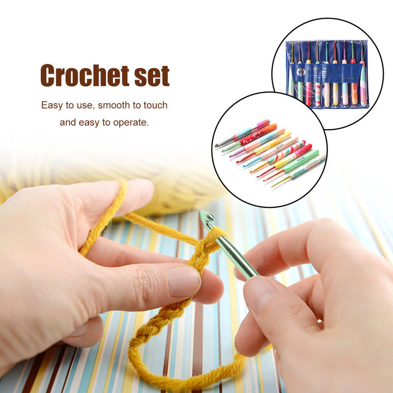 9pcs Colorful Ergonomic Crochet Hooks Soft Handles Sweater Needles (Bubble)