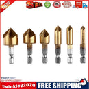 6pcs HSS Chamfer Drill Bit Hex Shank 90 Degree 6mm-19mm Countersink Chamfer