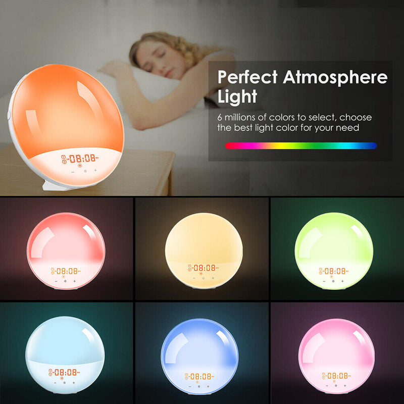 Wake Up Alarm Clock Sunrise Sunset FM Radio Digital Desk Nightlight (EU)