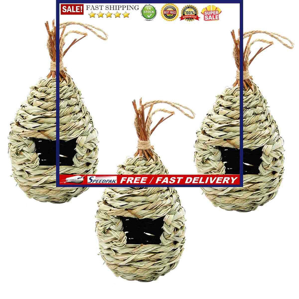 Humming Bird House, Woven Nesting Houses, Hanging Bird Hut for Decor, 3 Packs