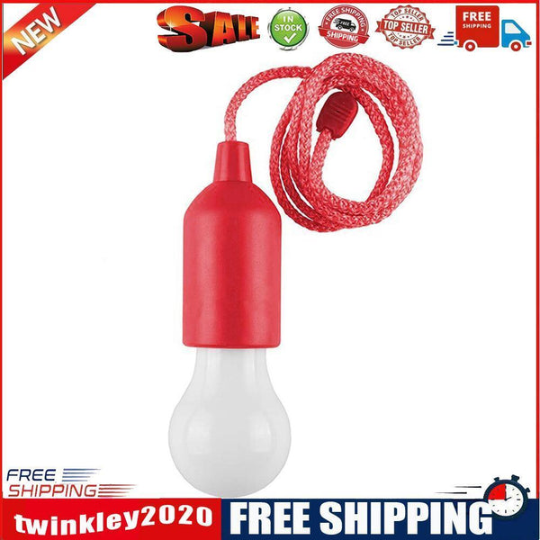 LED Hanging Light Bulb Battery Powered Colorful Pull Cord Bulbs (Red)