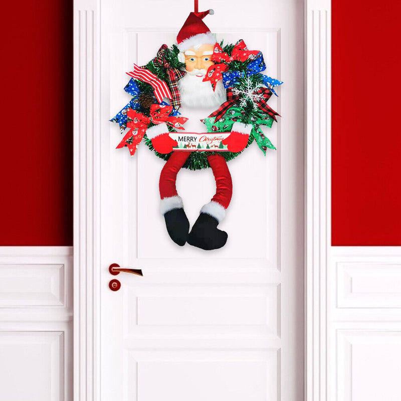 Merry Christmas Santa Claus Front Door Wreath Wall Hanging Pendant Garland