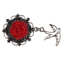 Acrylic Ear Gauge Plug Alloy Rose Ear Expander Unisex Jewelry(Red)(10mm)
