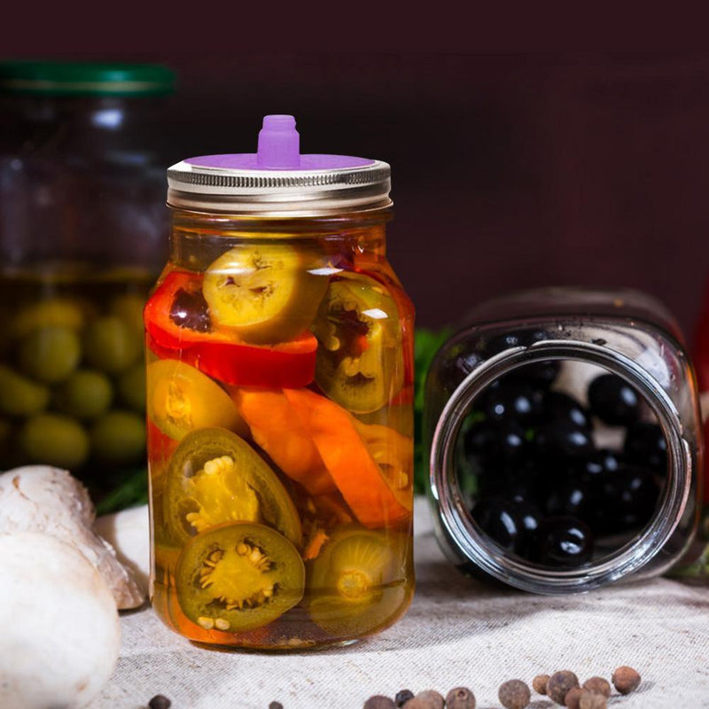 5pcs Wide Mouth Mason Jar Lids Silicone Seal Cover Pickles Cap(Purple)