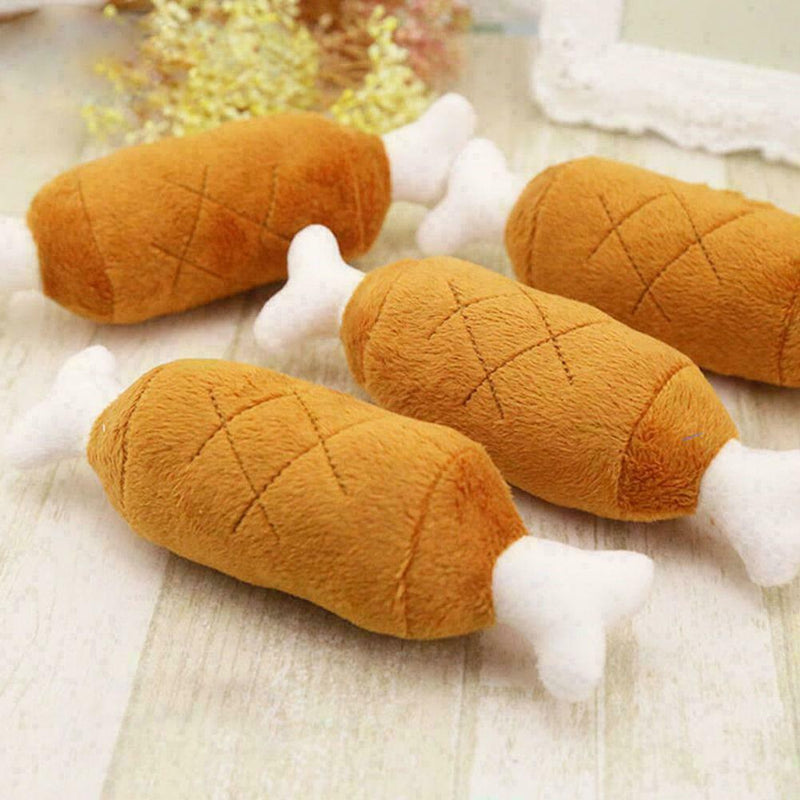Pet Dog Puppy Toys Chicken Legs Design Small Dogs Chew Toys Sound Plush Squ D5H4