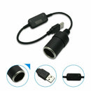 Auto USB Cable Car Lighter Socket Female Plug Converter 5V To 12V Power Adapter