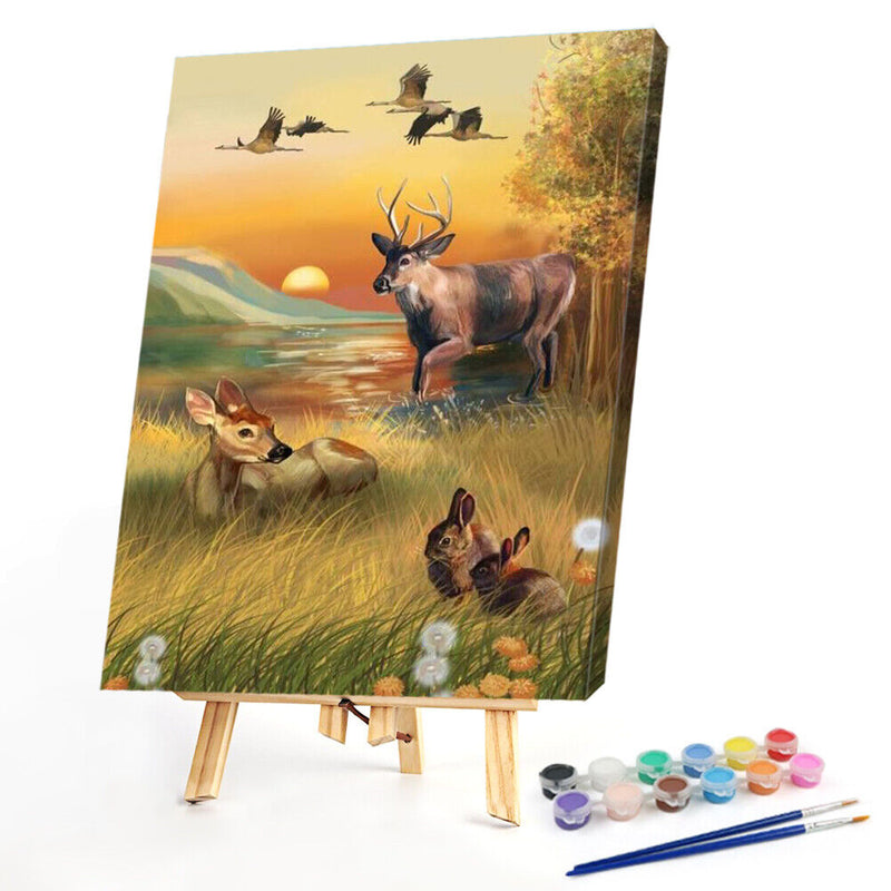 Forest Animals Oil Paint By Number DIY Acrylic Canvas Drawing Home Decorations