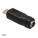 2pcs DC Power Adapter Type-C USB Male to DC5.5x2.1mm Female Jack Converter Newly