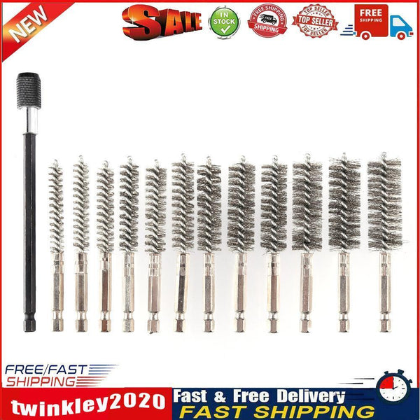 12pcs Electric Impact Drill Hex Shank Brush Car Paint Wire Cleaner (Steel) Newly