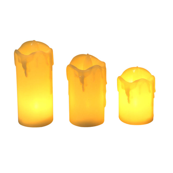 3Pcs Flameless Flickering Weeping LED Candles Pillar Battery Power Home Decor
