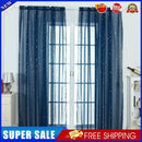 Star Print Tulle Curtains Window Drapes Sheer Purdah for Home(Dark Blue)