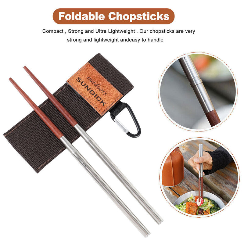 Foldable Chopsticks, Detachable Collapsible Wood Chopsticks with Storage Ba